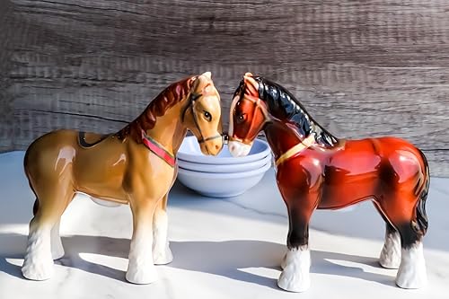 Miniatura 2 de Ebros Gift Western Clydesdale - Juego de salero y pimentero de caballo Scotland Sabino, figuras de cerámica de 4 pulgadas de alto, coleccionables,