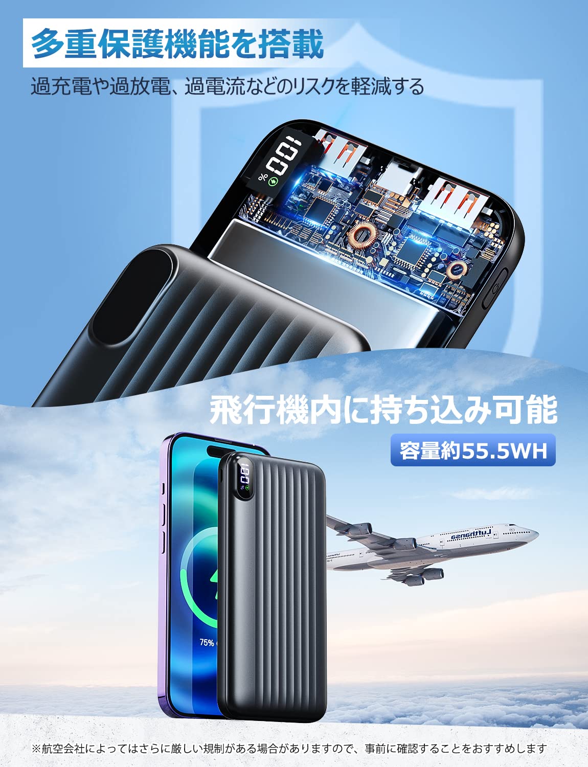 Amazon | 【NEW令和新登場】 モバイルバッテリー 15000mAh大容量 3台