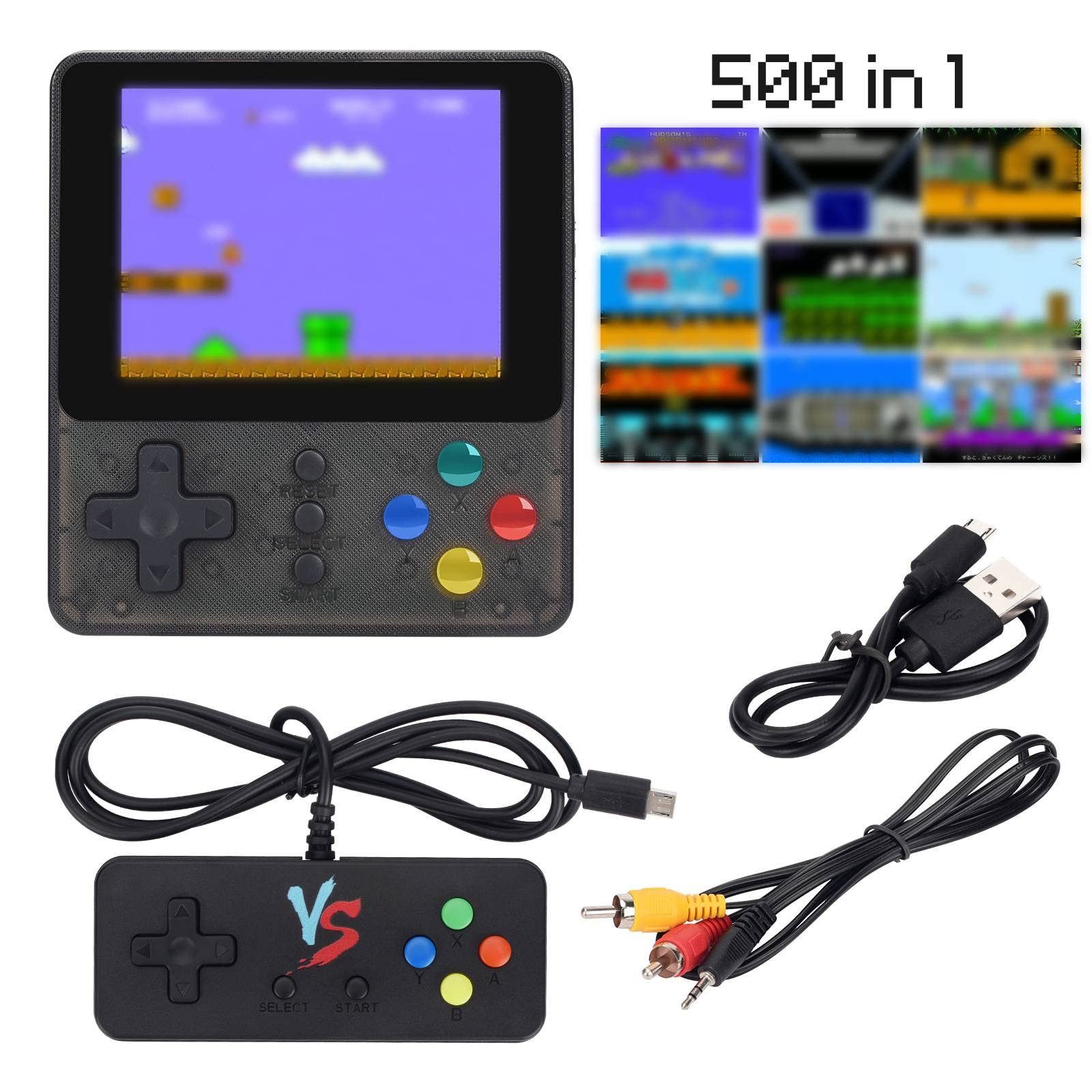 HAndPE Handheld Game Console, Retro Super Mini Game Player 500 Classical FC Games 3-Inch Color Screen Support for Connecting TV & Two Players 1020mAh Rechargeable Battery Present for Kids and Adult