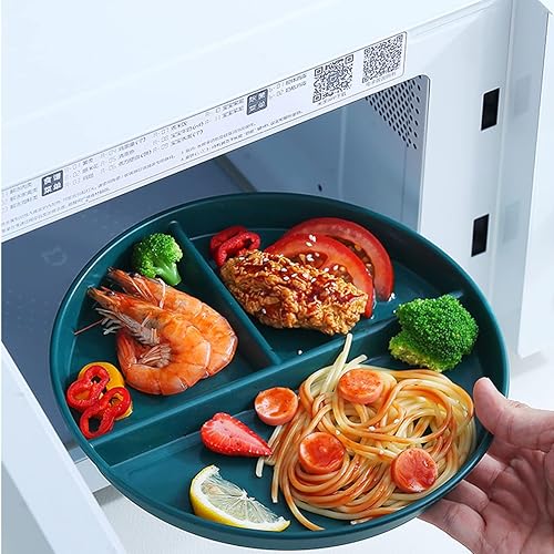 Miniatura 2 de Platos divididos de cerámica verde de 8 pulgadas para adultos, paquete de 2 platos divididos de porcelana para control de porciones, reutilizables,