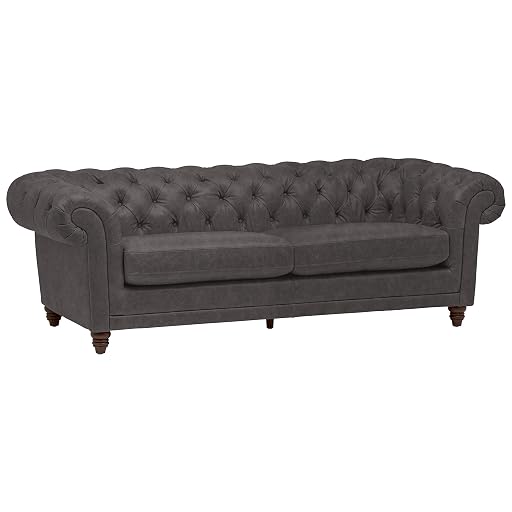 Stone & Beam Bradbury Chesterfield Leather Sofa, Black