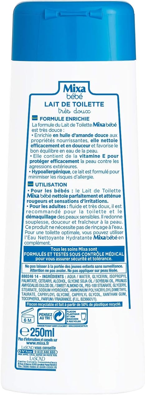 Mixa Bebe Lait De Toilette Tres Doux 250 Ml Amazon Fr Beaute Et Parfum