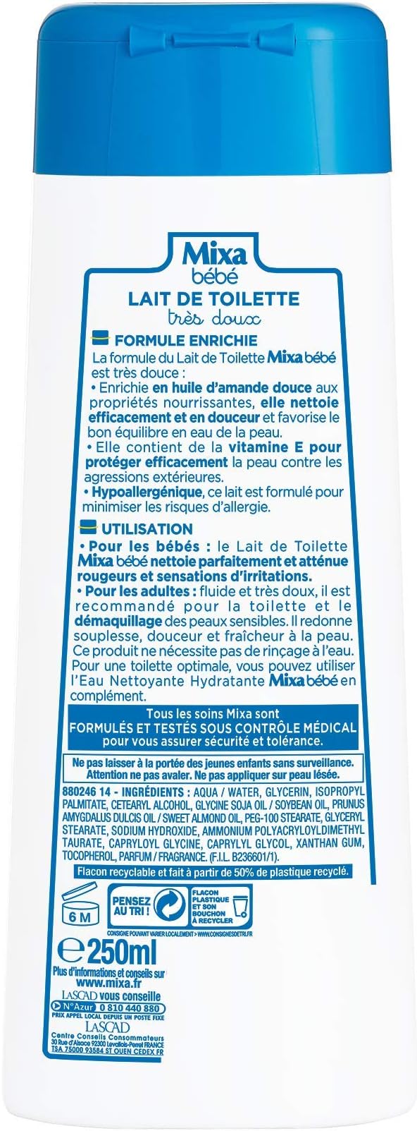 Mixa Bebe Lait De Toilette Tres Doux 250 Ml Lot De 2 Amazon Fr Beaute Et Parfum