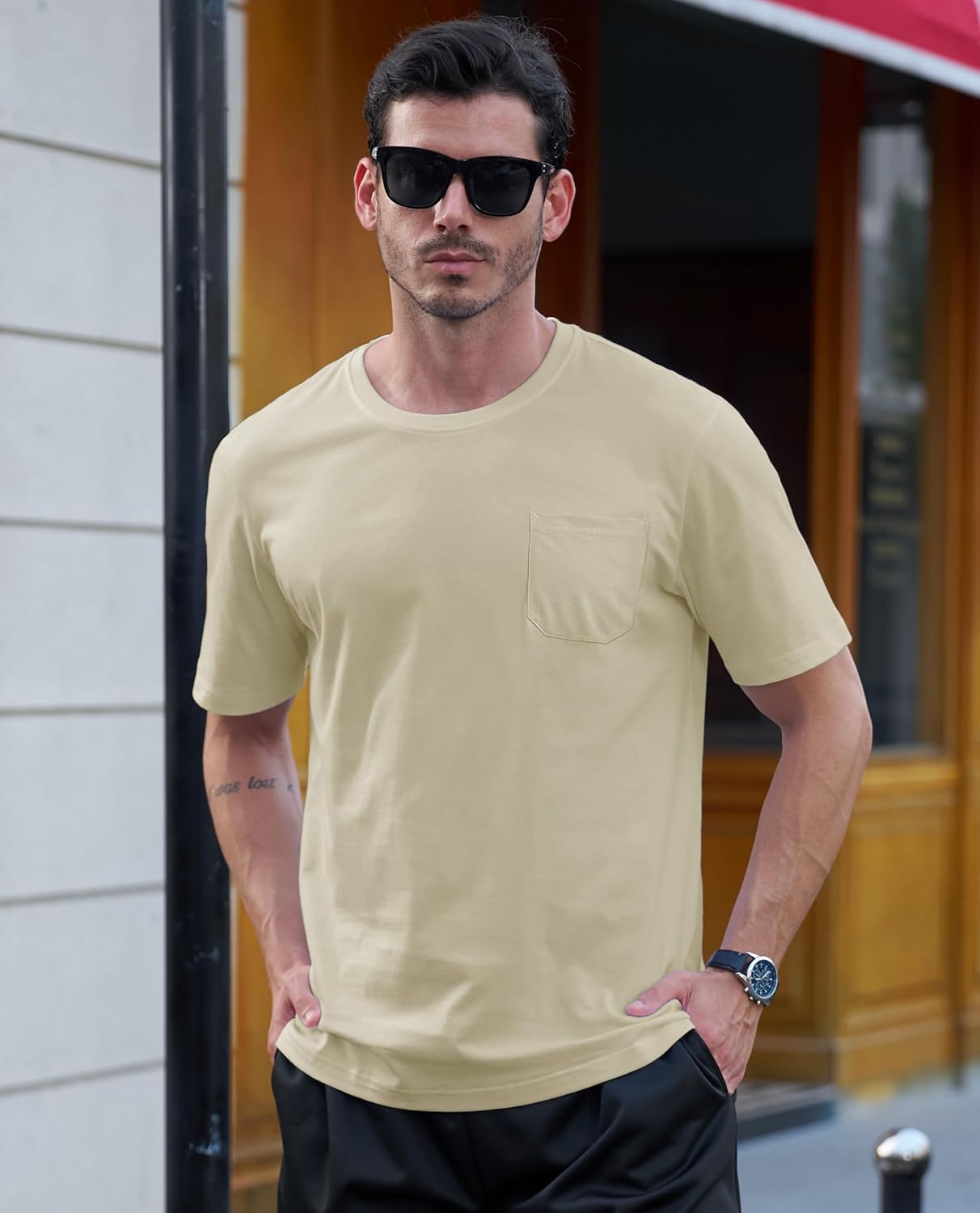EKLENTSON Men's Lightweight Pocket T-Shirt Breathable Tee Shirt Moisture Wicking Basic Tshirt Summer - Image 2