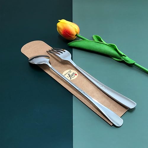 Miniatura 7 de Brother - Juego de tenedor y cuchara para sopa, regalo de cumpleaños inspirador, cucharas para café, cena, helado, postre, tenedores para tartas