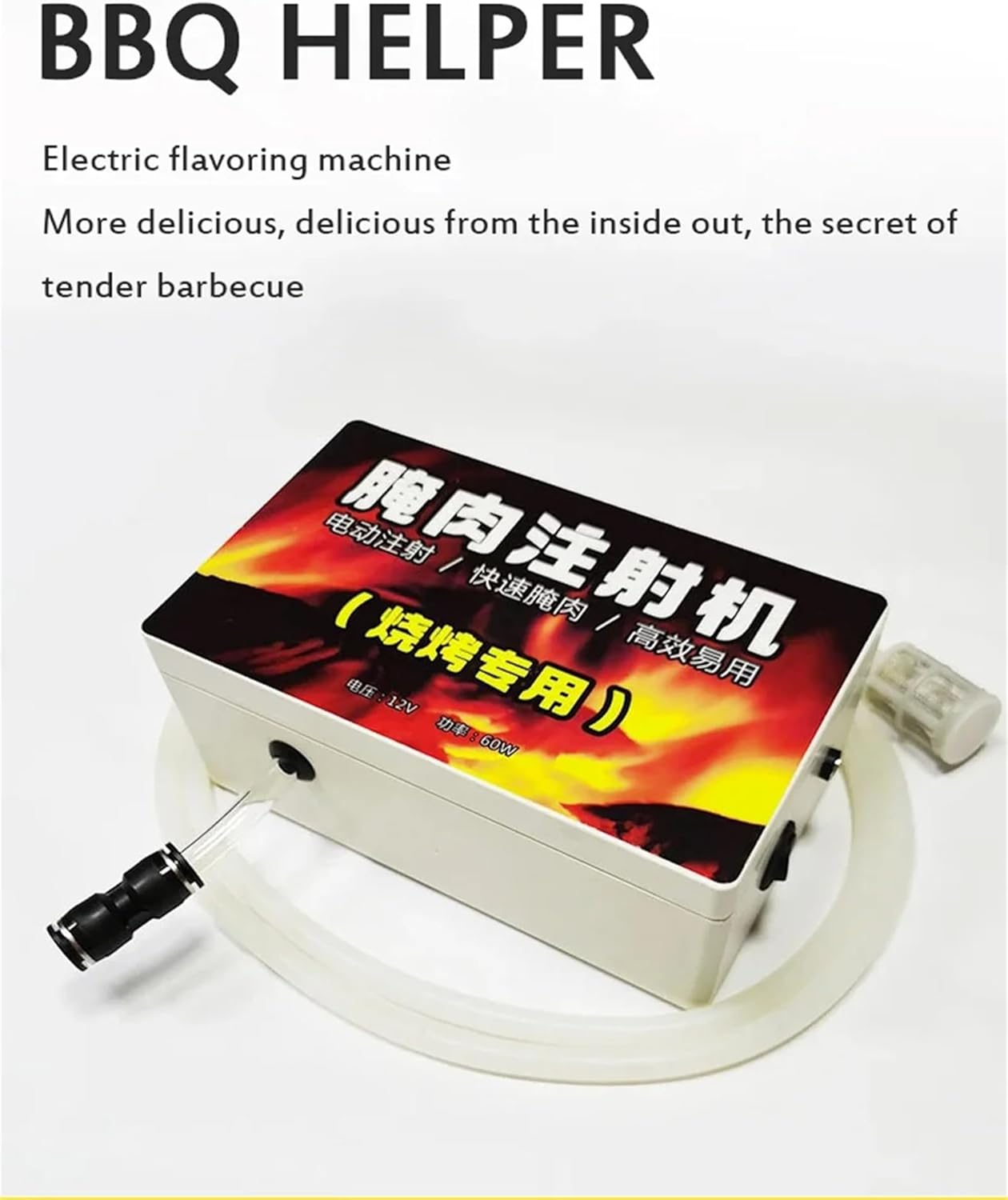 High Pressure Electric Meat Injector Gun, 60W Automatic Marinade Injector Syringe Kit with 10pcs Stainless Steel Needles, for BBQ