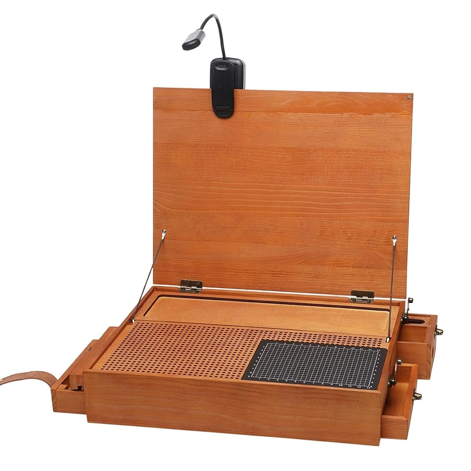 Banco da Lavoro per Modellismo, Costruzione di Modelli Portatile, con Luce LED E Cassetto, Postazione di Lavoro Multifunzionale, per Colorare, Fare Lavoretti, Lucidare
