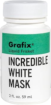 Grafix Incredible White Mask Liquid Frisket - Removable Latex Mask for Water-Based Mediums Perfect for Use with Alcohol Inks, Watercolor, Acrylic Paint and More, 2 Ounce Bottle