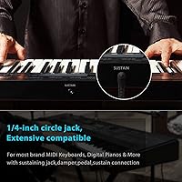 Vista 5 de FZONE Pedal de sostenido para teclados MIDI, pianos digitales, pedal de pie con cable de extensión de 2 metros, interruptor de polaridad