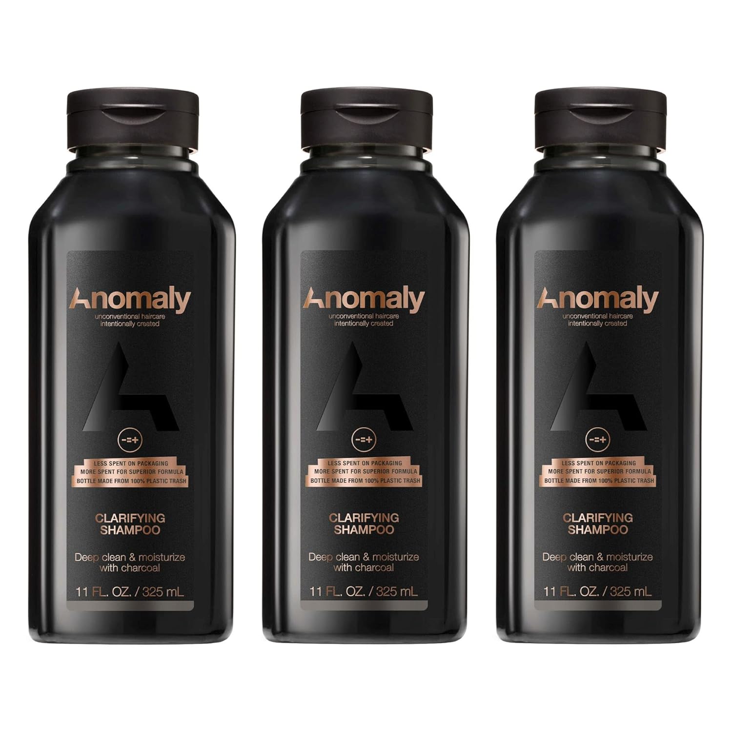 Anomaly Vegan Eucalyptus Clarifying Charcoal Scalp Shampoo for Build Up | Sulfate Free & Paraben Free |for Women & Men| Eco Friendly Sustainable Packaging from Ocean Plastic, 11 fl. oz. (Pack of 3)