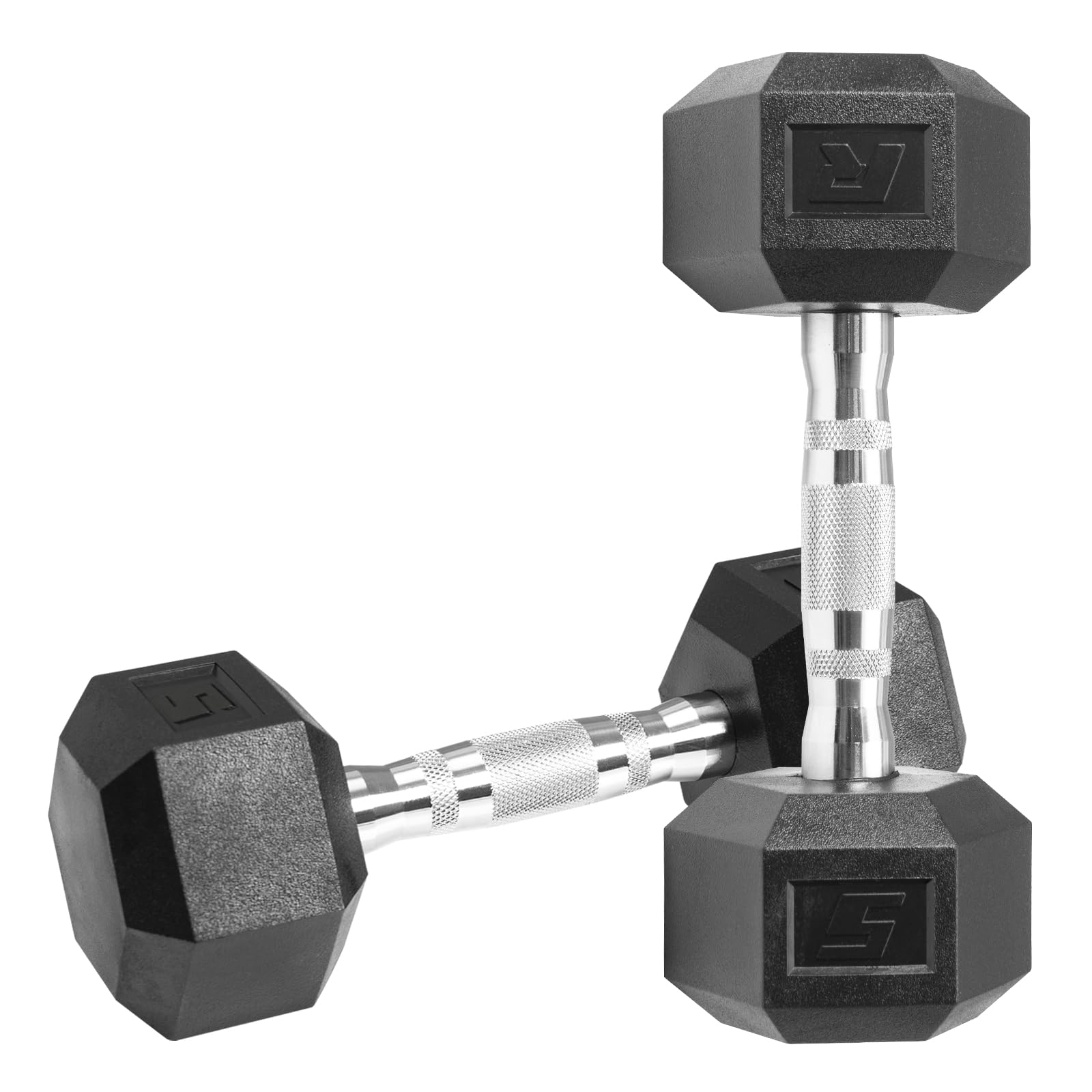 RitFit Juego de mancuernas hexagonales, 5-25 kg | Revestimiento antideslizante | Mango ergonómico cromado