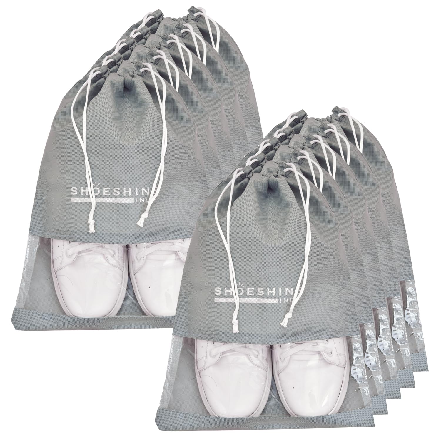 SHOESHINE Shoe Bag for Storage Shoes for Men and Women Travel Essentials Shoe Cover or Shoe Bags Pouches Transparent Shoe Bag for Travel or Accessories - Pack of 10 Shoe Pouch