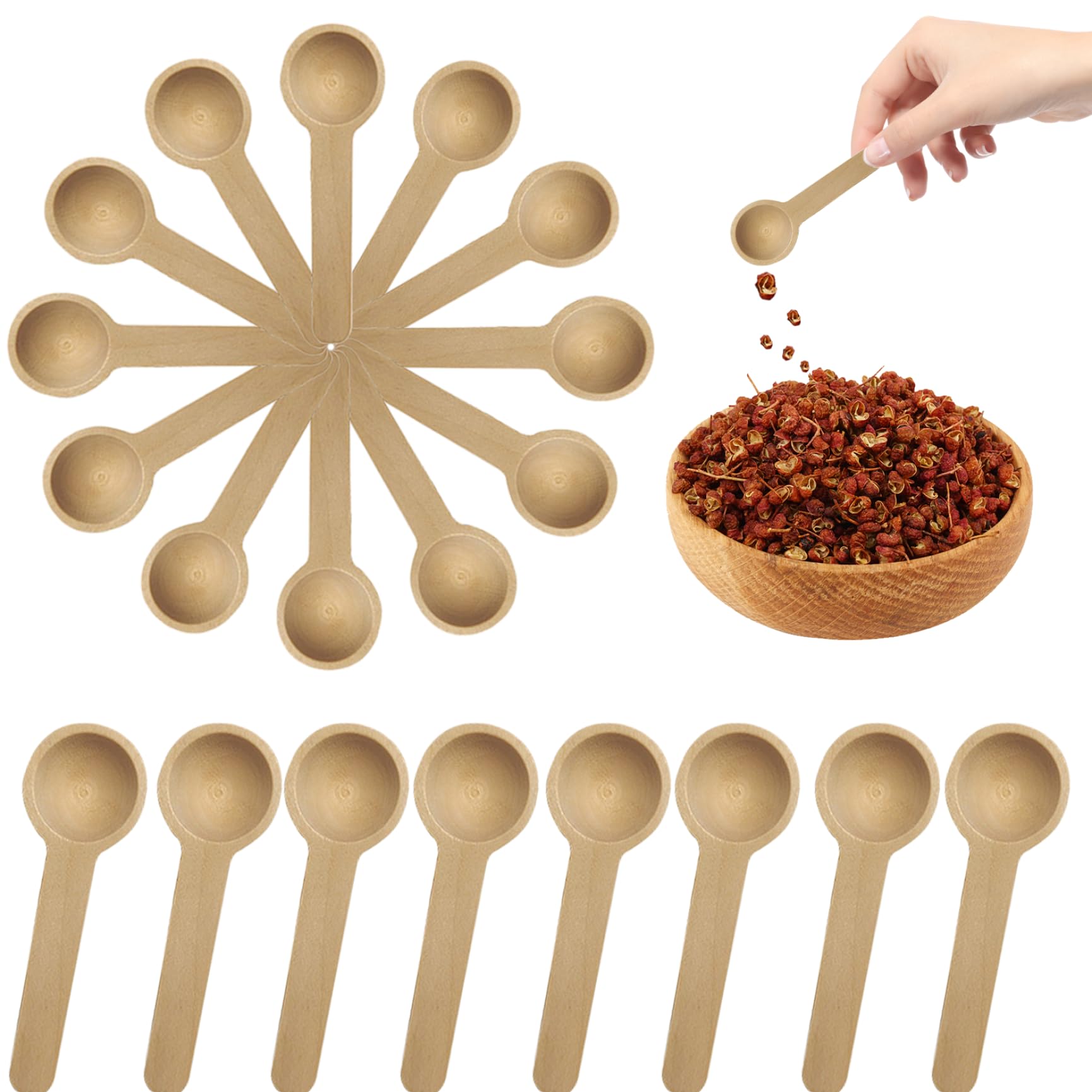 Wood Spoons Mini Wooden Spoons, 25PCS Salt Spoon, 3x1" Natural Wood Spoons, Non Slip Anti-Scald Small Spoons for Spice Jars, Honey, Spice, Candy, Coffee, Sugar, Seasoning