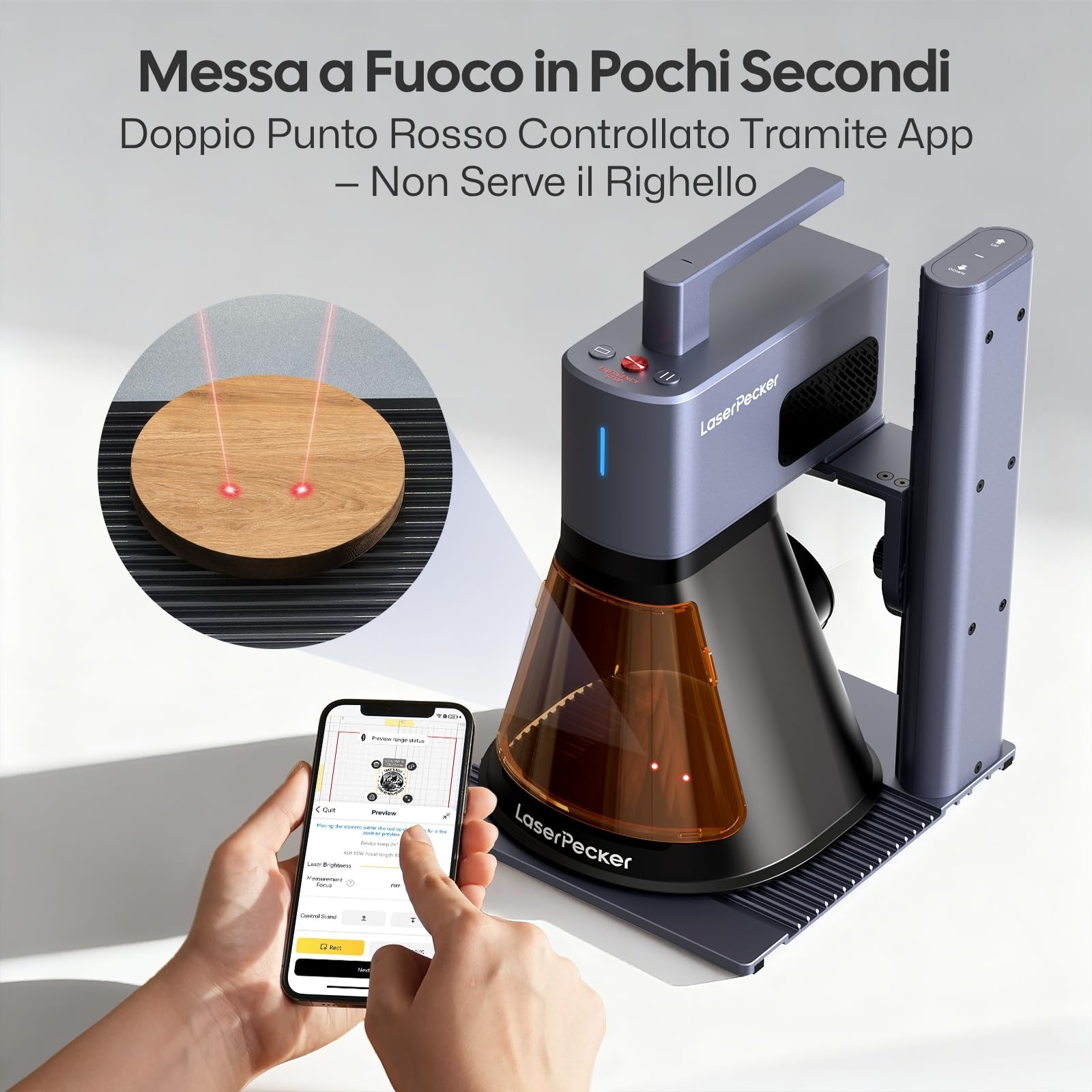 LaserPecker LP2 Plus Incisore Laser 10W a Diodo Mini Macchina per Incisione Ultraveloce Velocità 4000mm/s Risoluzione 4K Portatile per Legno, Pelle, Pietra, Acrilico, Metalli Rivestiti, DIY