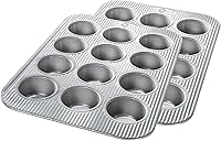 USA Pan 12-Cup Non-Stick Muffin & Cupcake Pan Set of 2, Aluminized Steel Bakeware - Commercial Grade