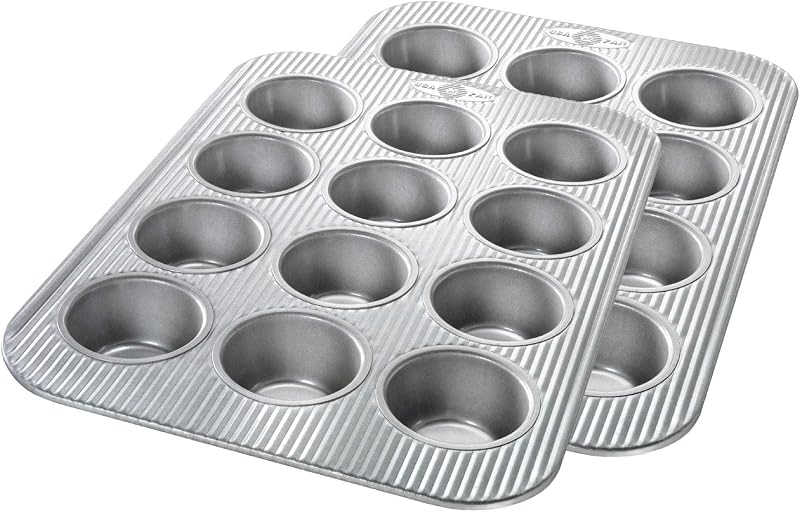 Molde para muffins para hornear, 12 pocillos, juego de 2, acero aluminizado
