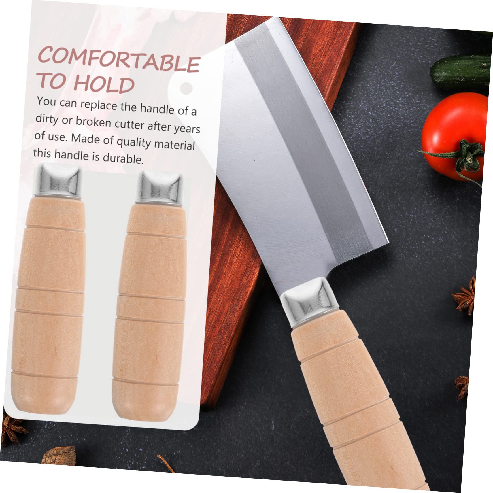 HANABASS 6 Juegos Mango de Repuesto para Cuchillo de Cocina de Madera de Mango Antideslizante Ergonómico para Control al Cortar Verduras para Restaurantes y Doméstico