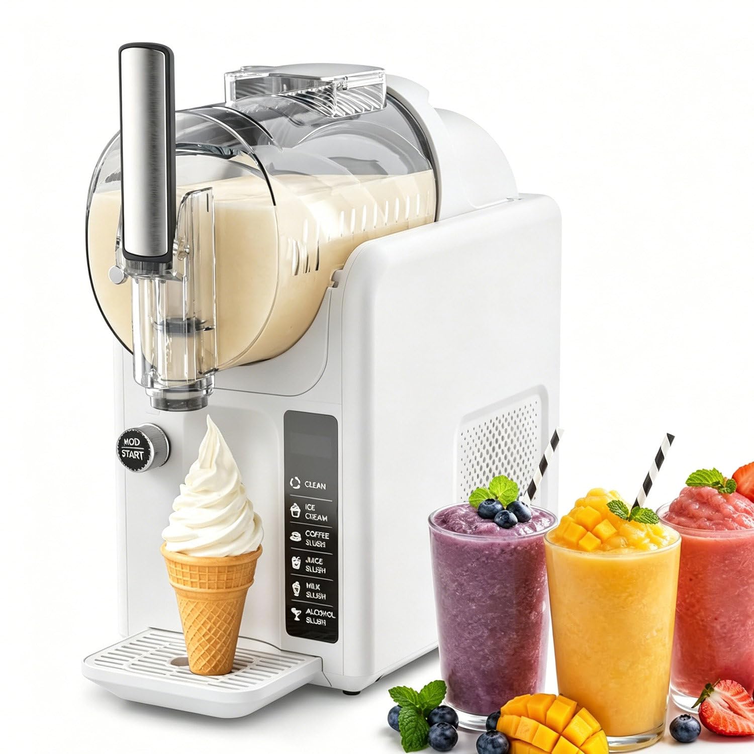 DowPie 2L Multi-Mode Icy Slush & Milkshake Maker, No Pre-Made Ice Required White-220V-240V