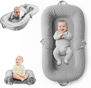 BaobravaDirect 2-in-1 Baby Lounger Pillow & Tummy Time Mat for Newborns 0-48 Months - Portable, Breathable, Machine Washable Infant Floor Seat