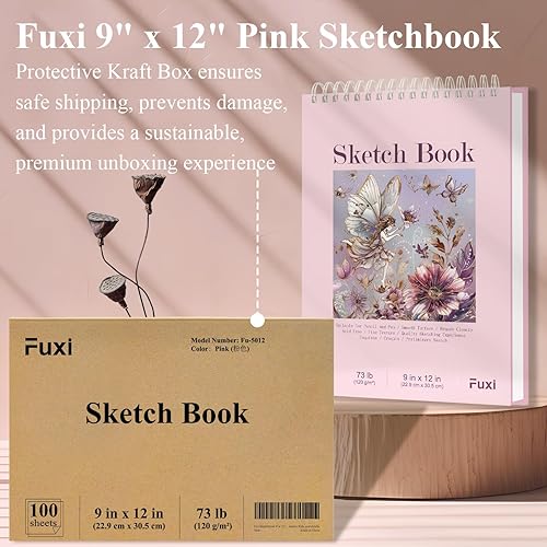 Miniatura 100 de Cuaderno de bocetos de 9 x 12 pulgadas, bloc de bocetos con espiral superior, paquete de 1 bloc de 100 hojas (68 libras/3.53 oz/m² - 100 g/m2)