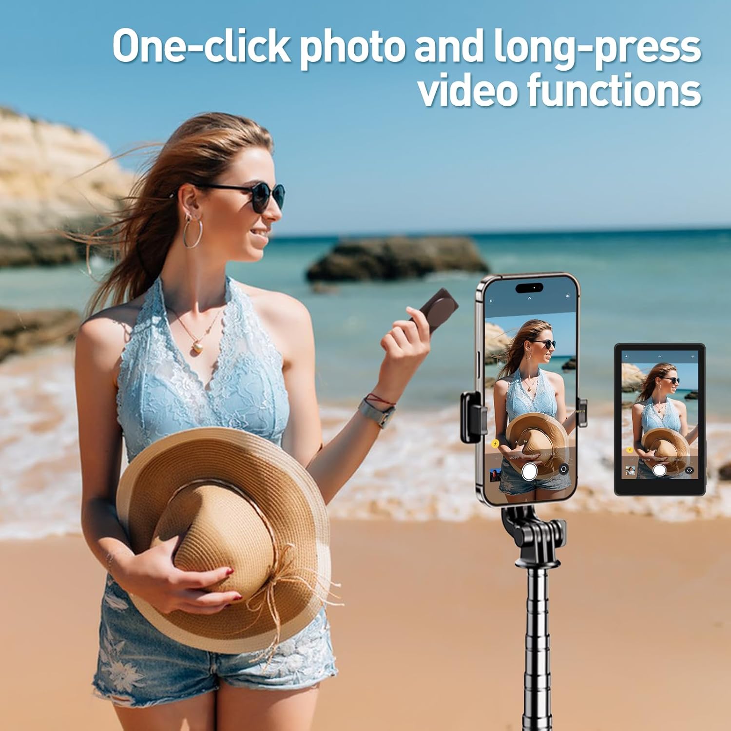 Touch Control Selfie Monitor Screen for iPhone & Android, 4" Magnetic Back Camera Monitor, Low Latency Wireless Display, 3-Level Brightness, 1500mAh for Vlog TikTok YouTube Creators (Black)