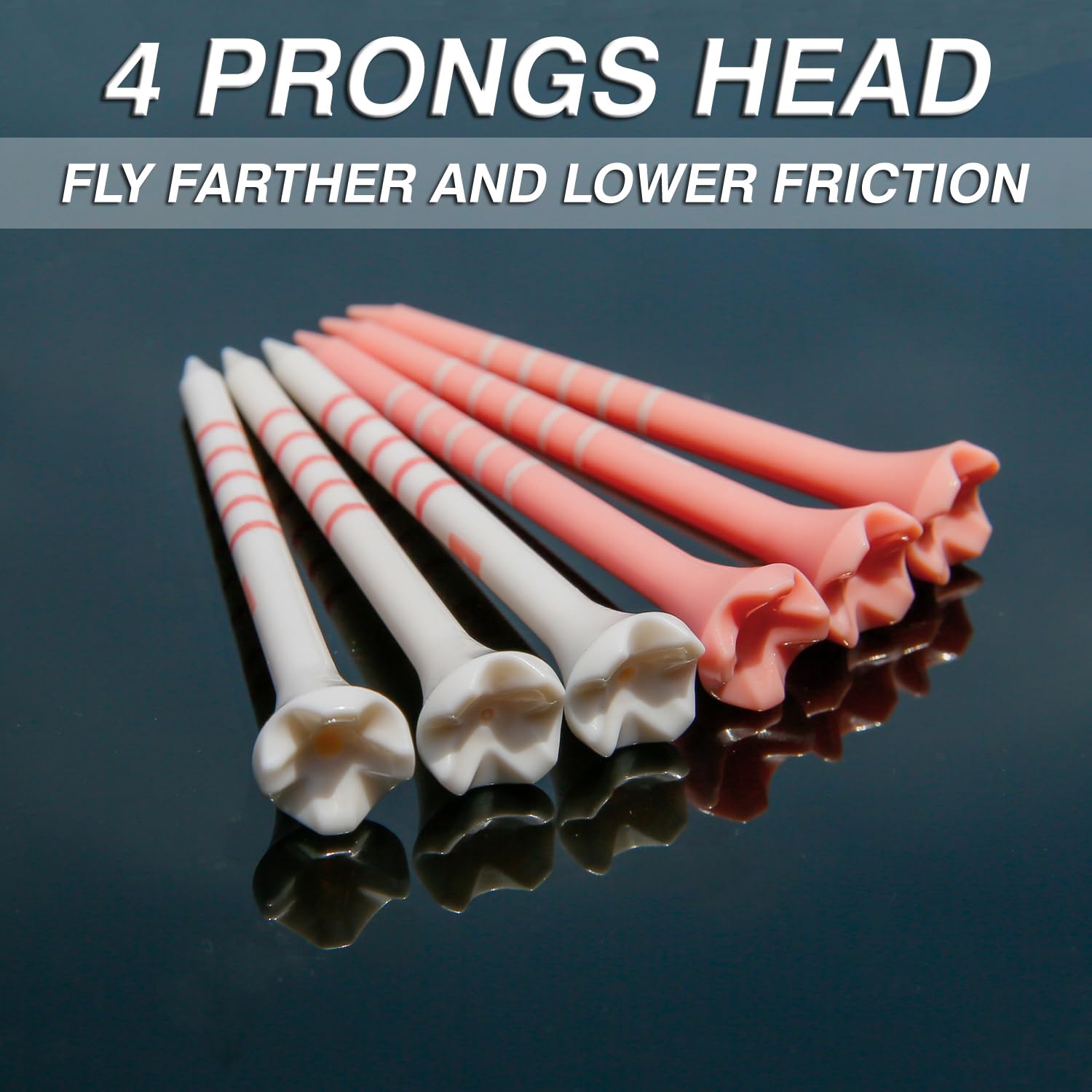 EWILLING Stable & Durable Plastic Golf Tees 60Pcs Size 2-3/4 Inch or 3-1/4 Inch Packaged in Plastic Jar with Lid Available Pink White Blue Color