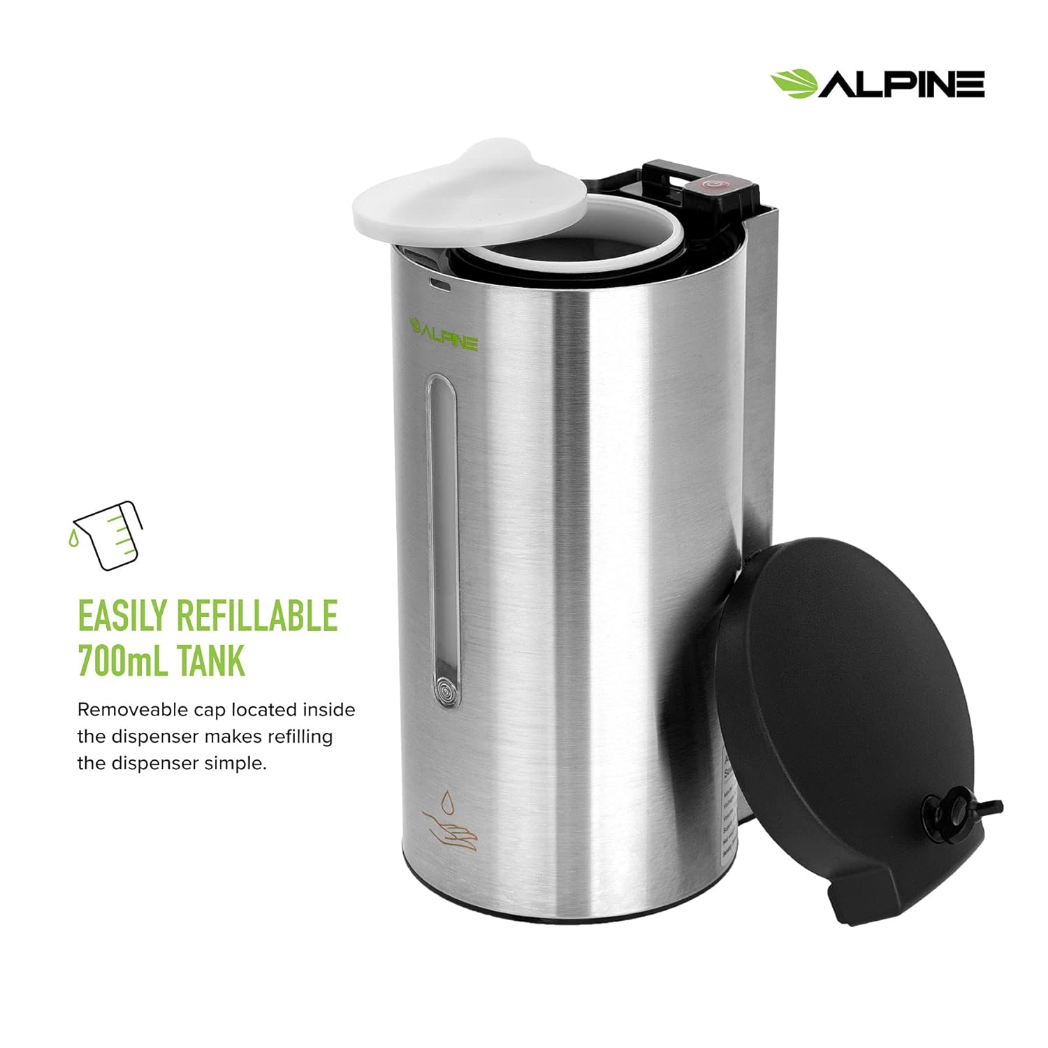Alpine Automatic Soap Dispenser - Touchless Hand Sanitizer Liquid/Gel Dispenser - for Restaurant, Hospital, School, Hotel, Kitchen, and Bathroom-700mL(Stainless Steel)