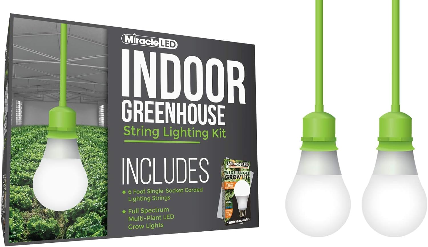 Miracle LED Indoor Greenhouse Corded LED Lighting Kit with Full Spectrum Multi-Plant Grow Light (2-Pack)