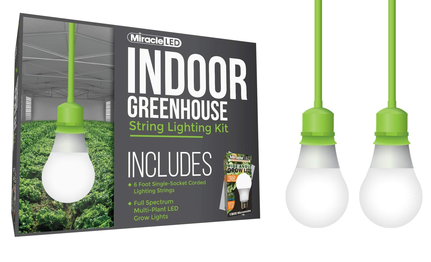 Miracle LED Indoor Greenhouse Corded LED Lighting Kit with Full Spectrum Multi-Plant Grow Light (2-Pack)