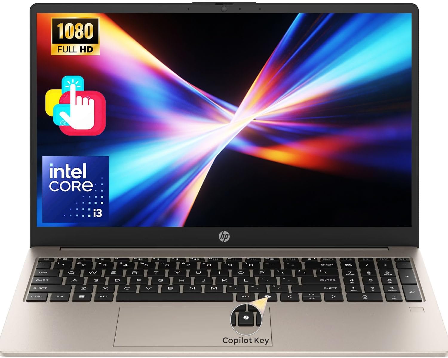 HP Touchscreen 15.6" FHD Business Laptop Computer | 2026 Edition | Intel 13th 8 Cores i3 CPU (Beat 11th i5) | 16GB RAM | 256GB SSD | AI Copilot Key | Wi-Fi 6 | Windows 11 with Office 365 for The Web