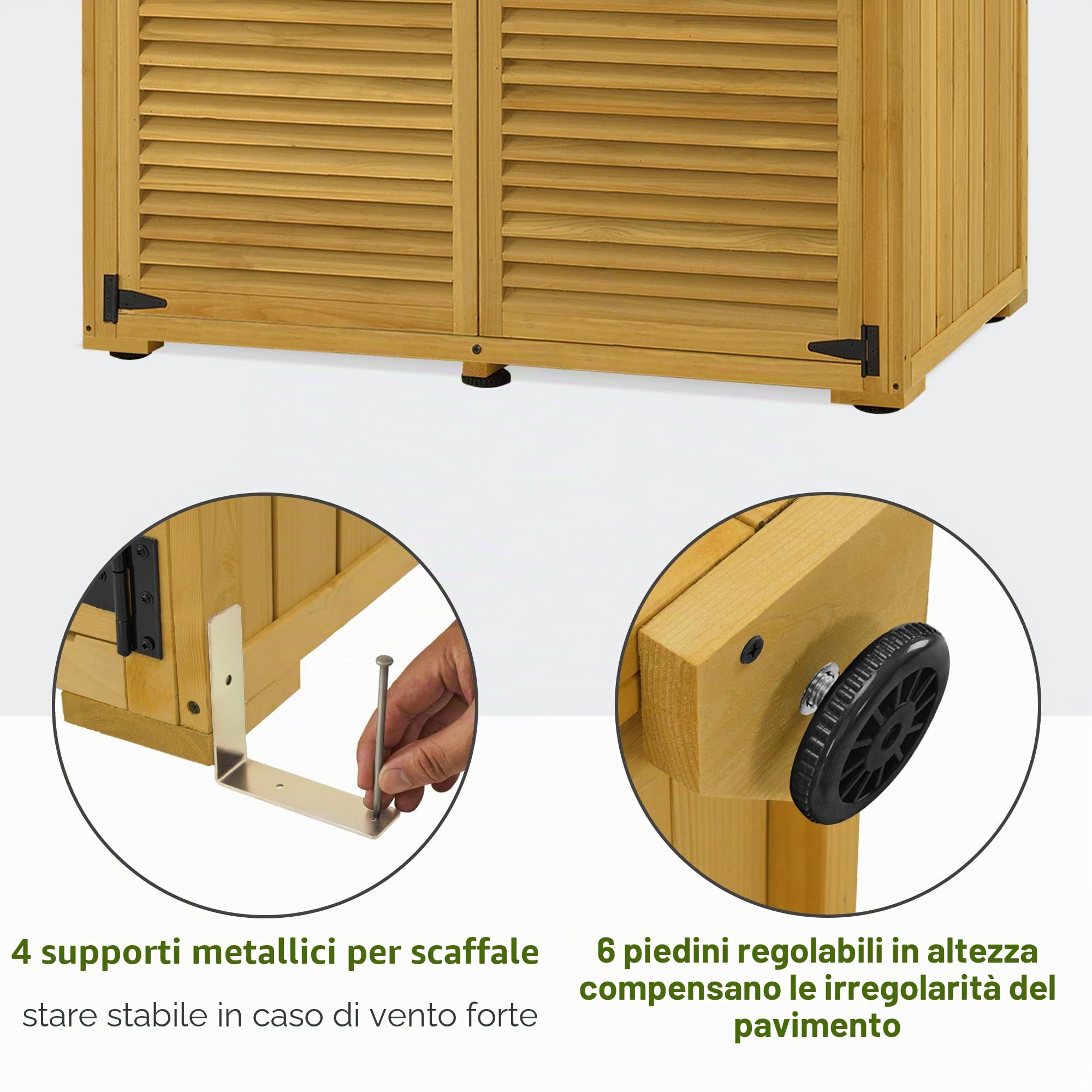 M MCombo armadio da giardino in legno, casetta da giardino piccola resistente alle intemperie, casetta per attrezzi da esterno, per area esterna balcone terrazza, 59×129×168 cm, 0901D-1 (natura)