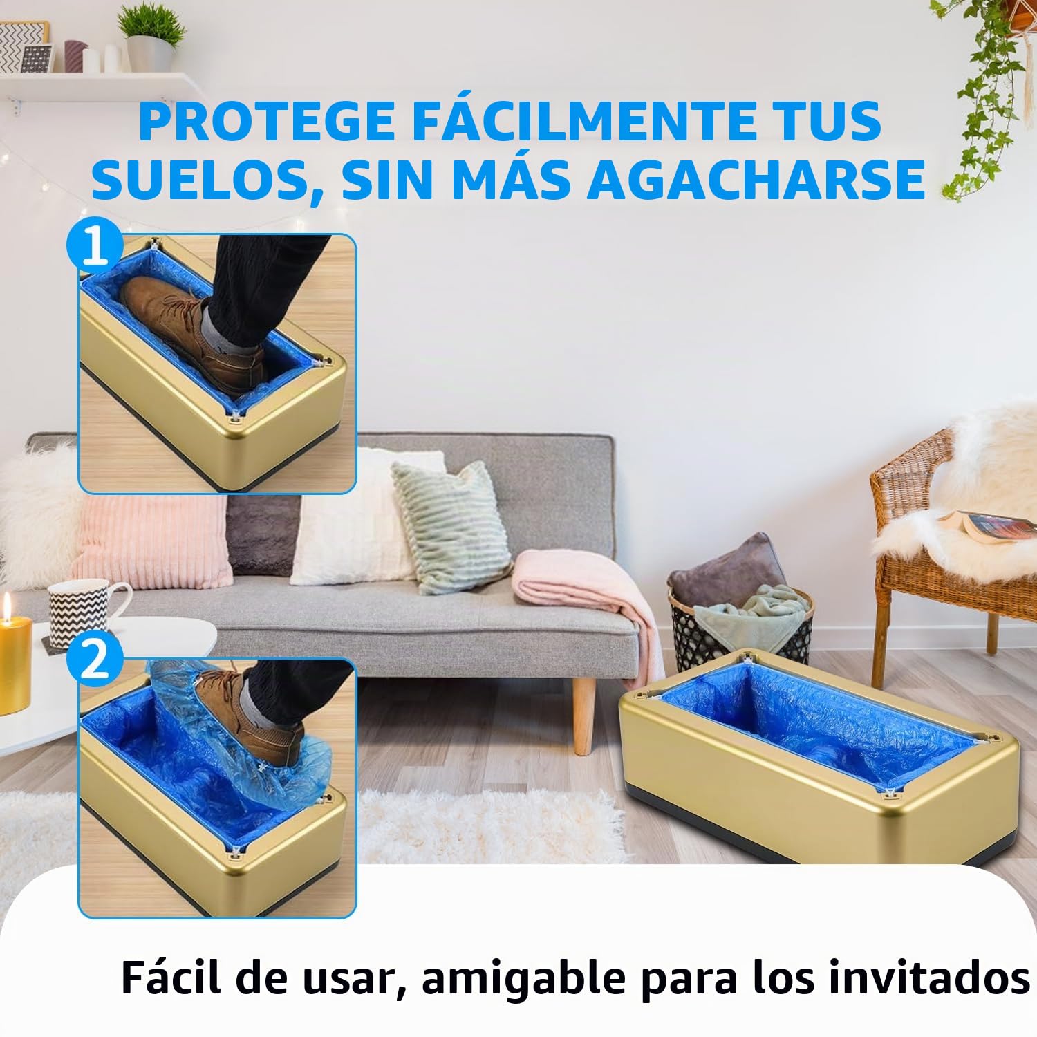 Cubrezapatos desechables, máquina automática portátil de aplicación de cubrezapatos con 100 piezas de cubrezapatos desechables, dispensador automático de cubrezapatos para el hogar, oficina, fábrica