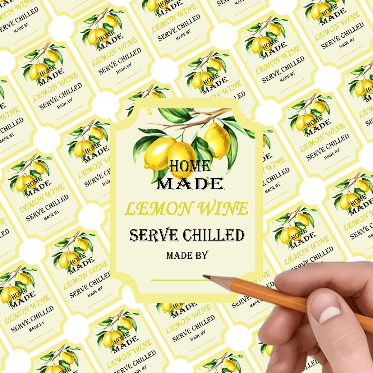 18 Etichette al Limone Fatte in Casa per Bottiglie di Vino e Bevande, Adesive Fai da Te (5 x 7,6 cm)