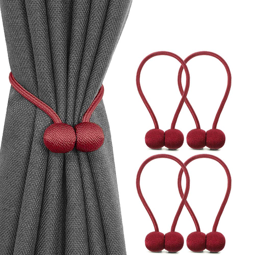 Alzapaños de cortina magnéticos OUdini cuerda trenzada roja pack de 4