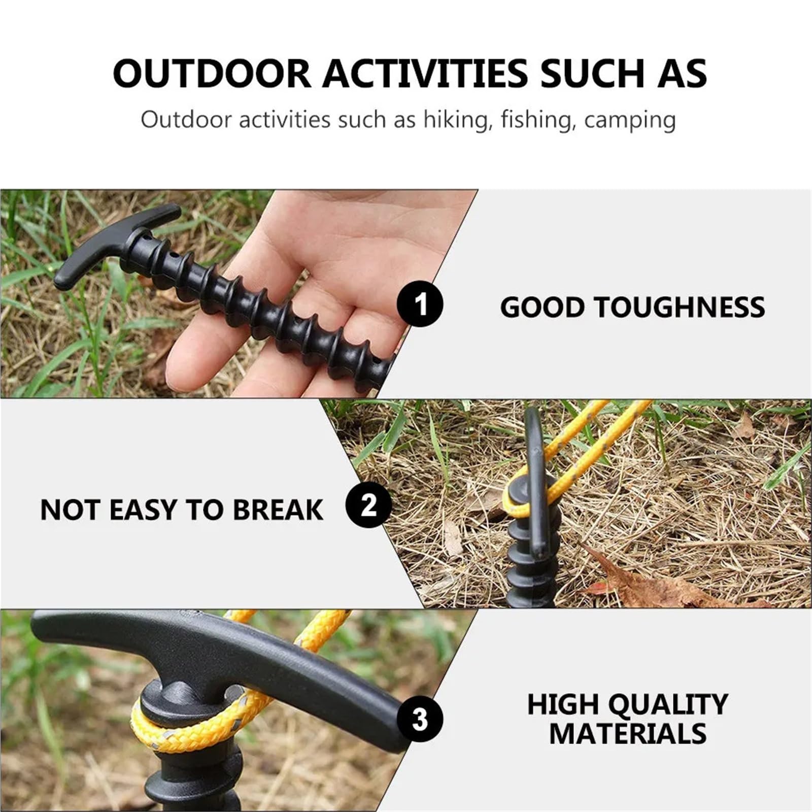 Piquetas Camping 5/20pc Outdoor Camping Tent Pegs Screw Anchor Stakes Ground Nail Anchors Windproof Accessories(Black 20pcs)