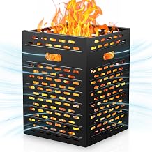 15"x15"x30" Steel Burn Barrel for Yard Waste - 2mm Thick Incinerator w/Base, Cover & Tools - Paper, Leaf, Wood Trash Burning