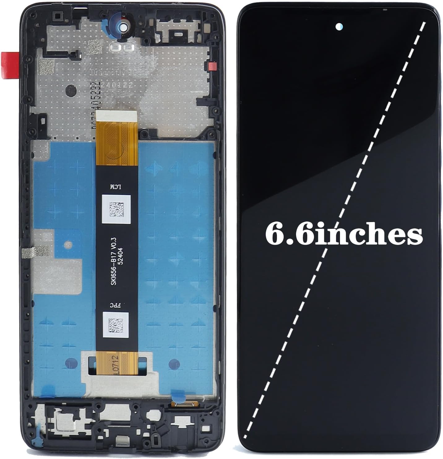 for TCL 50 XE TCL 50 5G T614SP LCD Display Touch Screen Digitizer Assembly with Frame Replacement Black