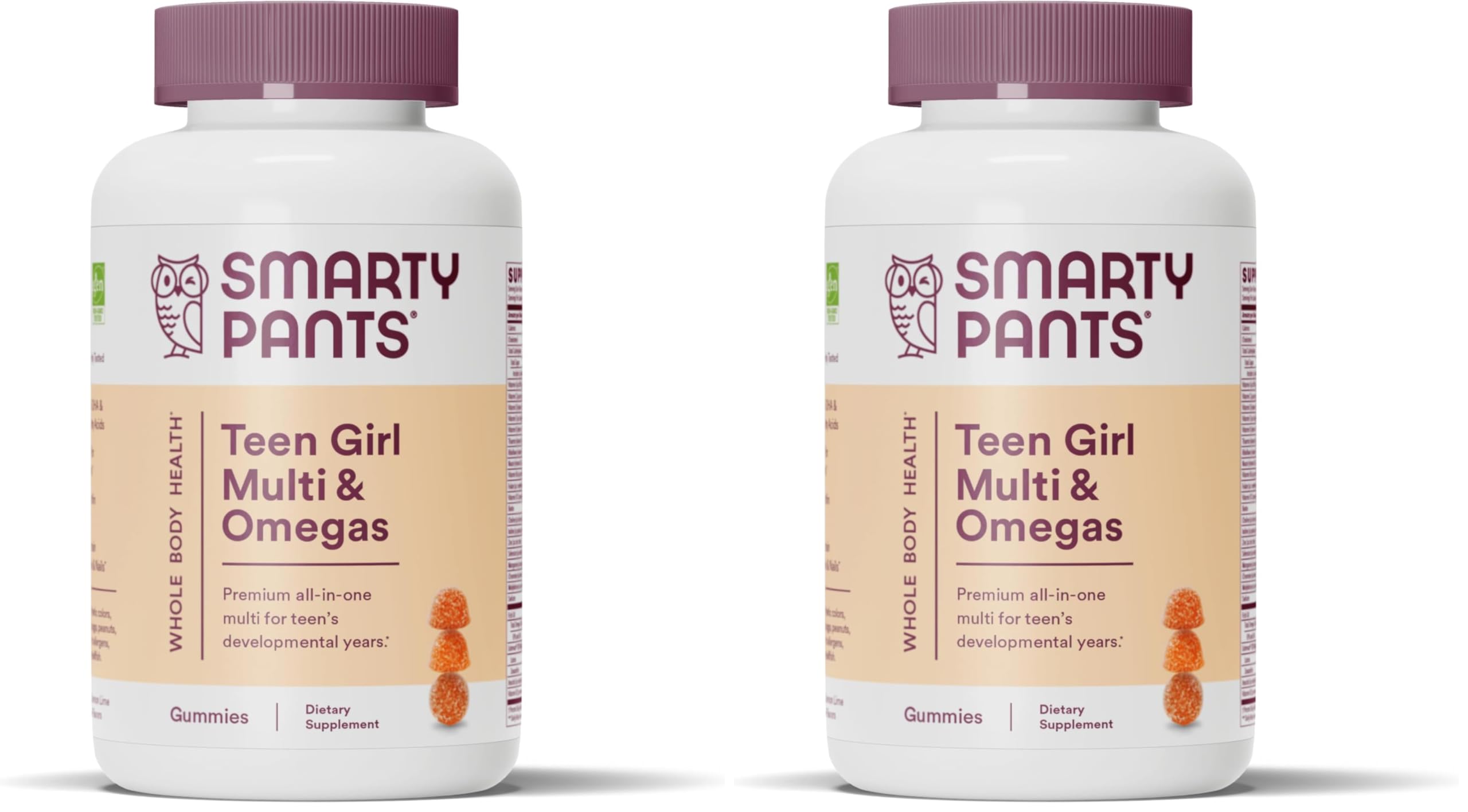 Teen Girl Multivitamin Gummies: Omega 3 Fish Oil (EPA/DHA), Vitamin C, D3, B12, Vitamin A, K & Zinc, Includes Biotin to Support Hair, Skin & Nails, 120 Count, Pack of 2 (60 Day Supply)