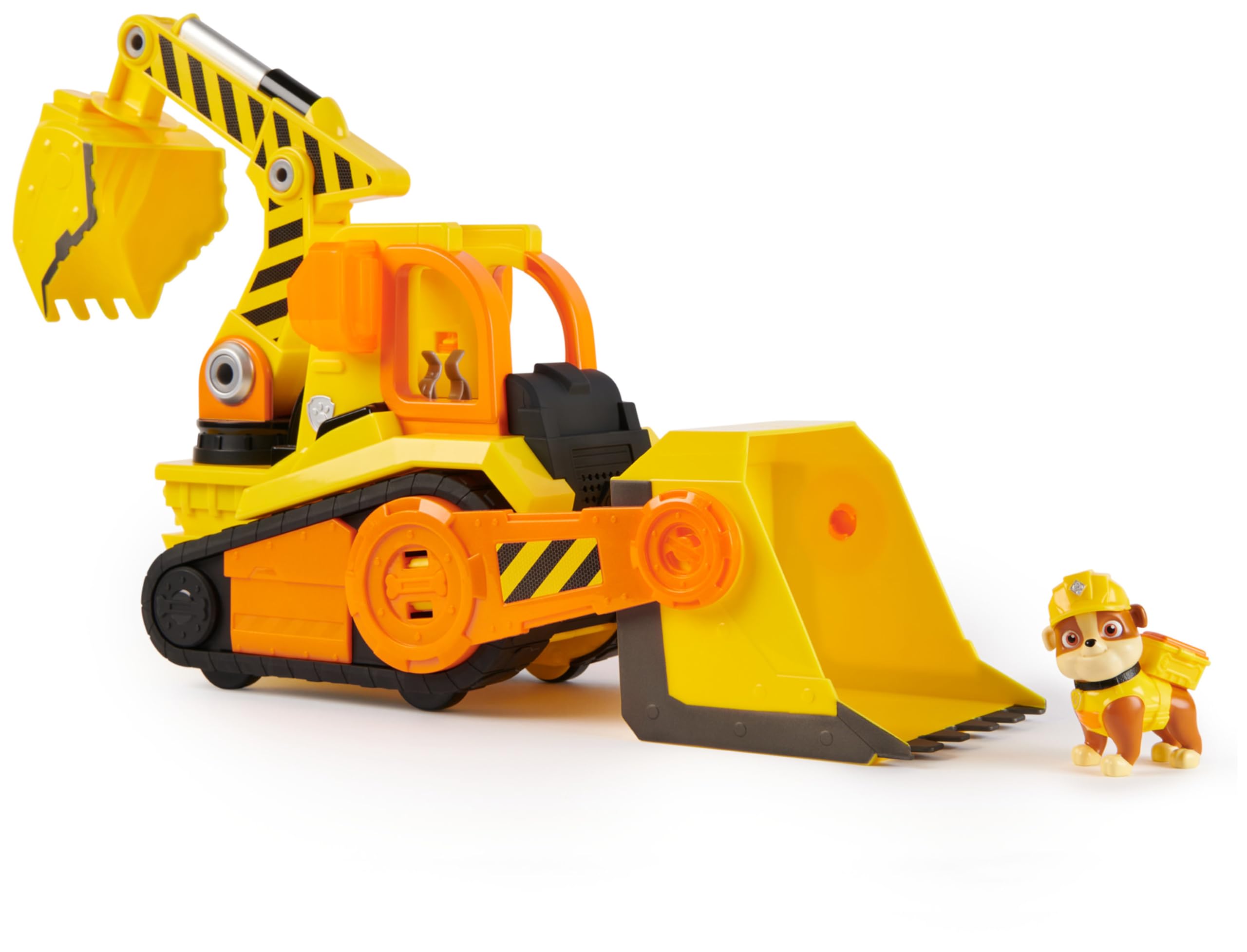 Rubble & Crew, Veicolo da lavoro Deluxe di Rubble, Bulldozer da cantiere con luci, suoni e personaggio, giocattoli per bambini e bambine dai 3 anni in su