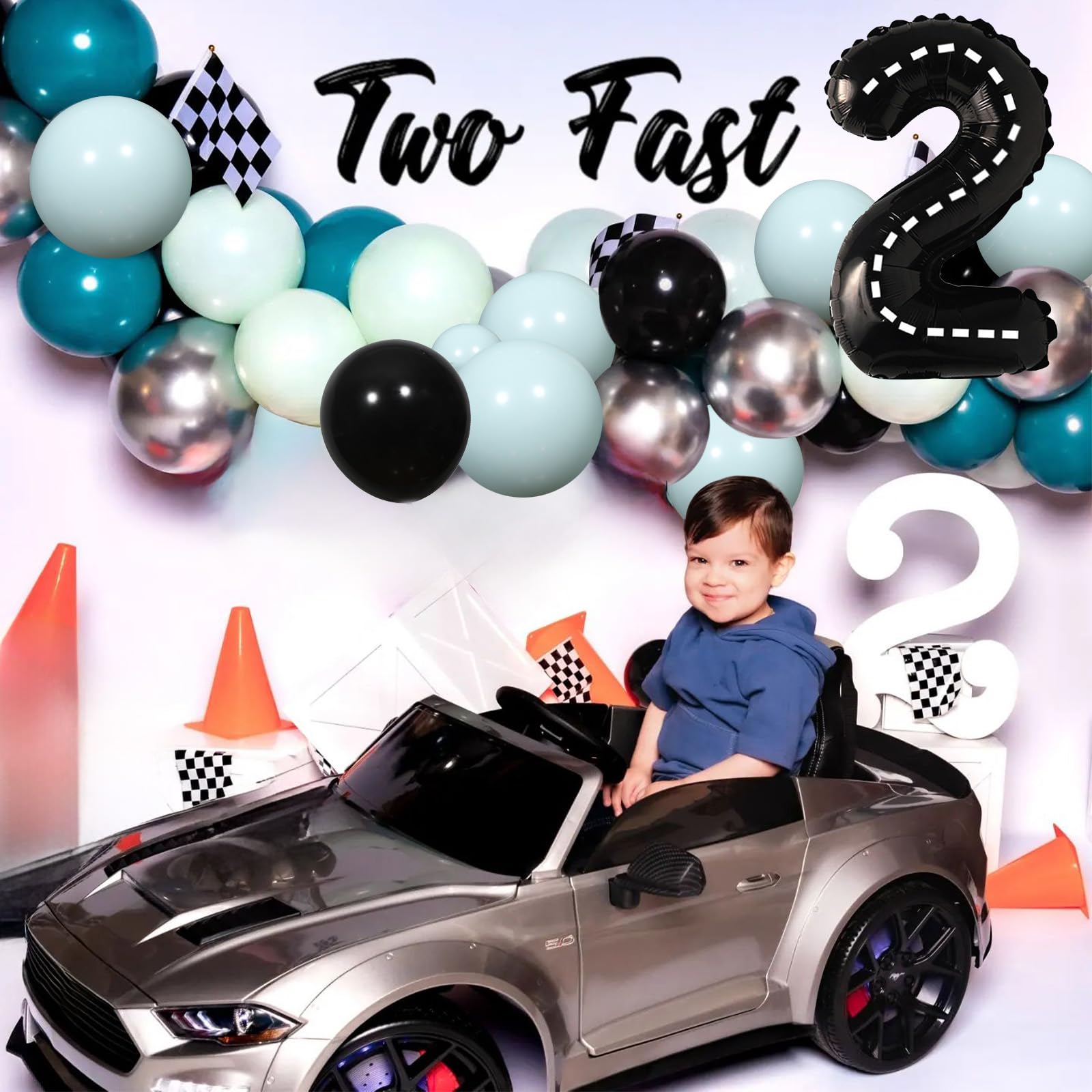 SNLN 151Pcs Two Fast Birthday Decor Race Car Birthday Party Decorations, Race Car 6 thumbnail image