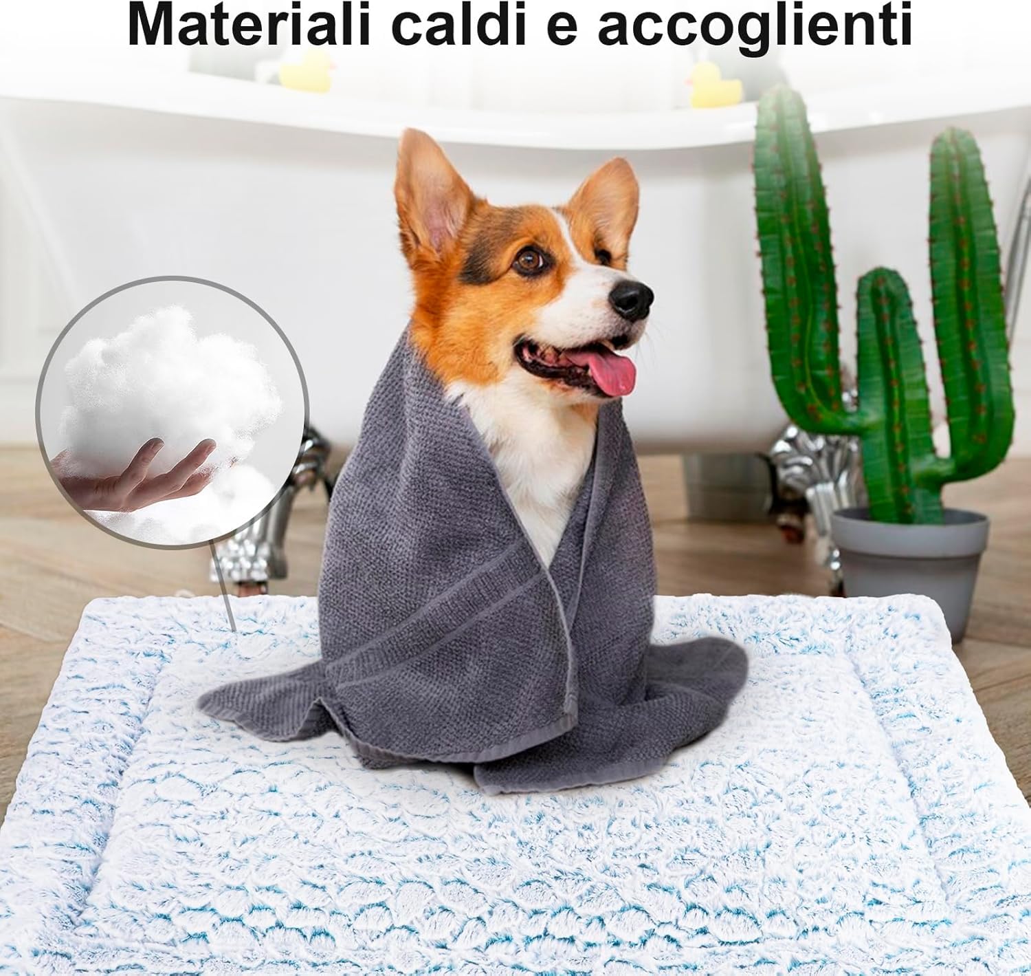 Cuscino per Cani Corto in Peluche, per Cani Medi Materassino Cane, 75x50cm, Caldo e Comodo, Lavabile, Blu