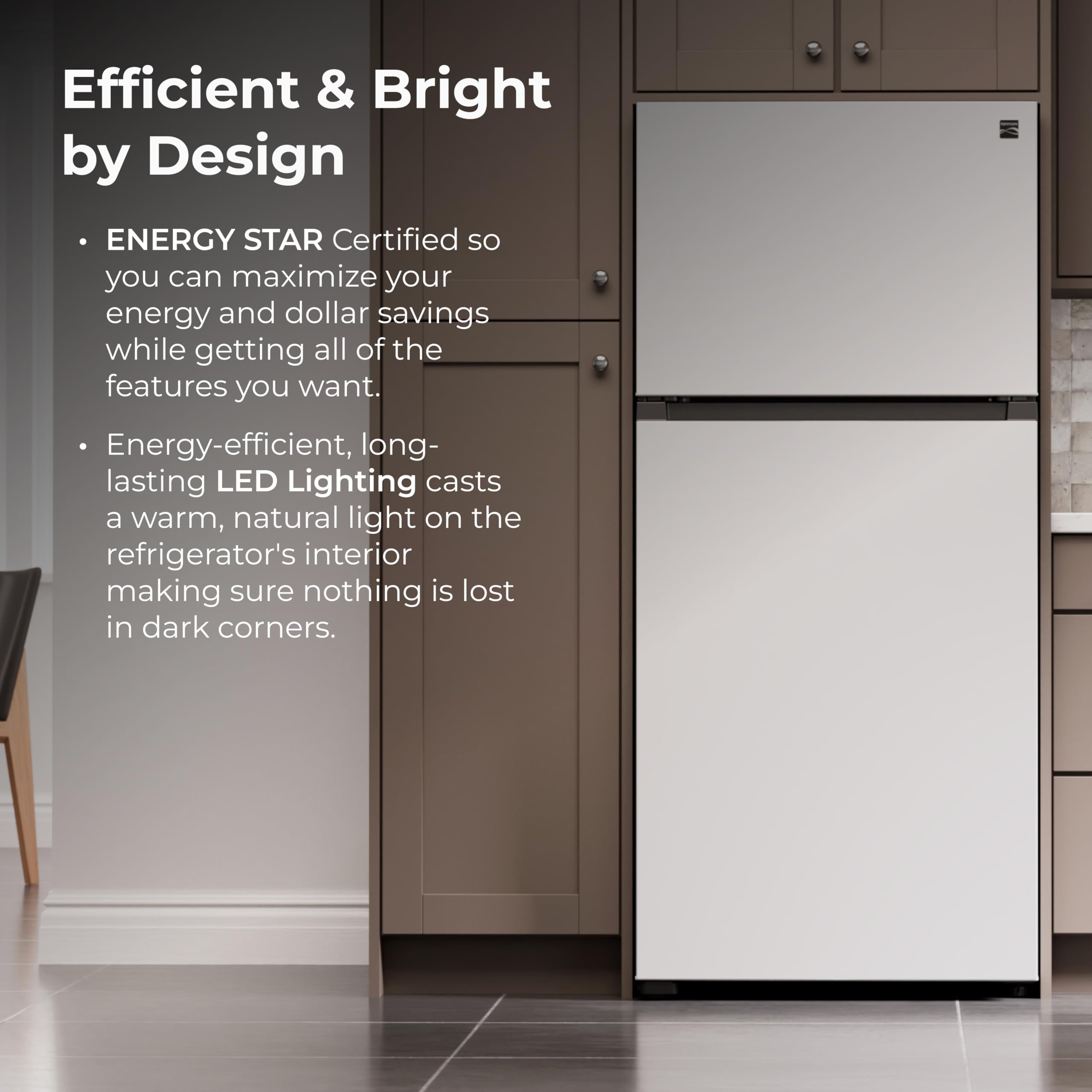 Kenmore 30 In. 18.1 Cu. Ft. Capacity Refrigerator/Freezer With Adjustable Glass Shelving, Humidity Control Crispers, Ice Maker, Energy Star Certified, White on Fridge.com - View 6