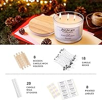 Vista 4 de Tarros de vela de 18 onzas, paquete de 6 frascos vacíos de vidrio transparente con 3 mechas para hacer velas con tapas de bambú y etiquetas