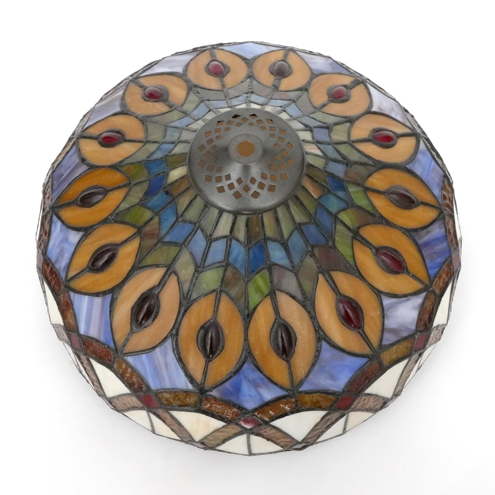 Abat-jour en vitrail de 30,5 cm, remplacement Tiffany, couleur jaune paon, style vintage, pour lampe de plafond, lampe suspendue, lampe sur pied, lampe de table.