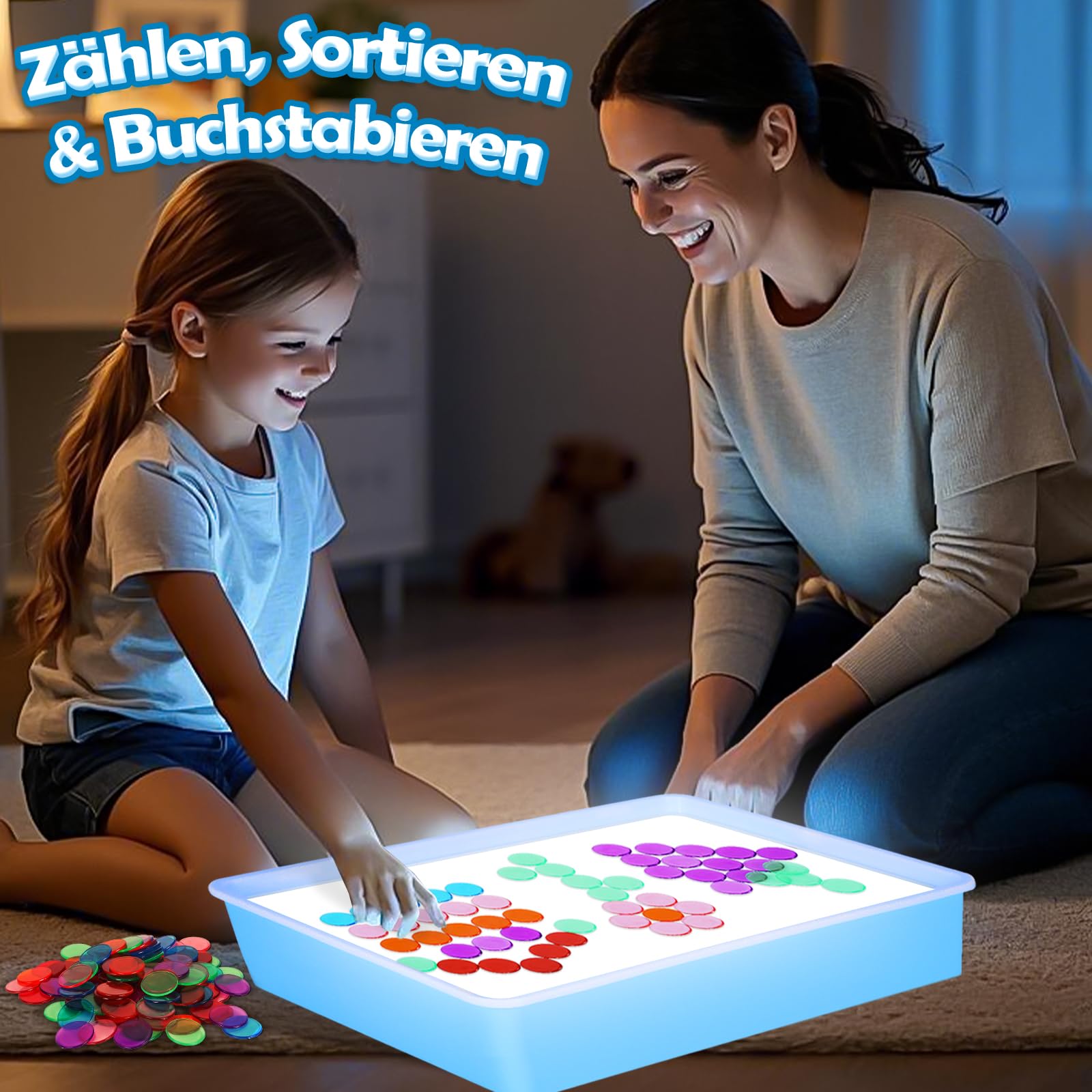 Yellcetoy Mesa de Luz Montessori, Juguetes Sensoriales Autismo, 149pcs Juegos de Juguetes Sensoriales Lúdicos Y Creativos, Juguetes Montessori Educativos Preescolares para 3 4 5 6 7 8 Niños