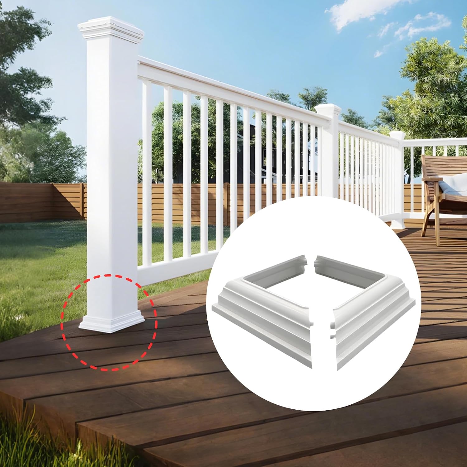 White 12 Pcs Pvc Fence Post Caps 4 X 4 In/10 Cm X 10 Cm, Split Design, Easy Installation, Vinyl Column Wrap Covers, Ideal For Lamp Posts And Fencing Mailboxes