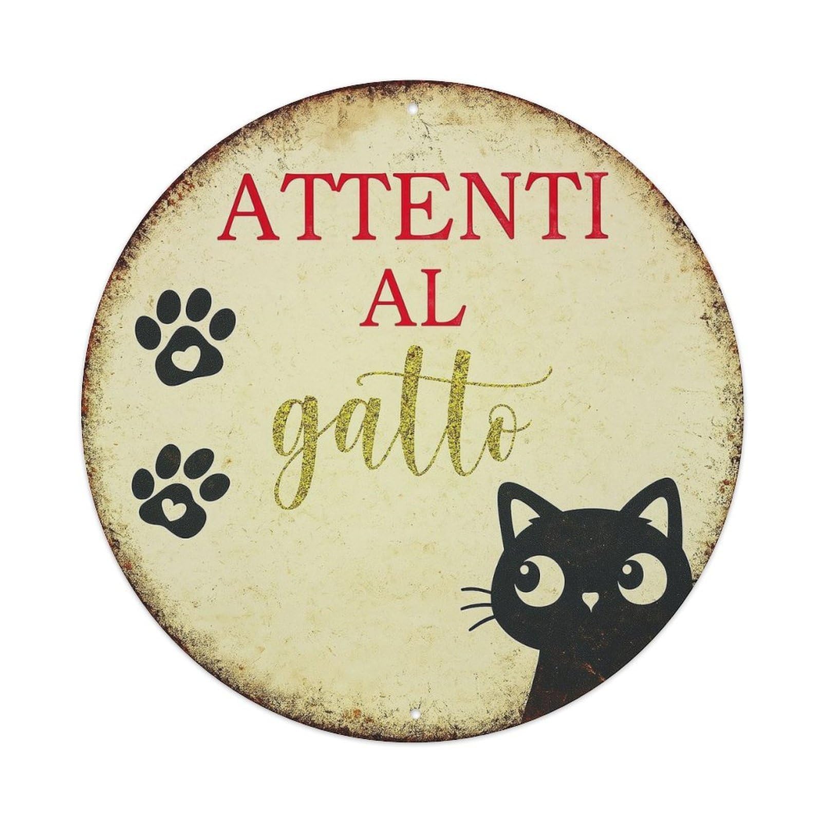 Beware Of The Cat Cat Paw Prints Metal Tin Sign Plaque