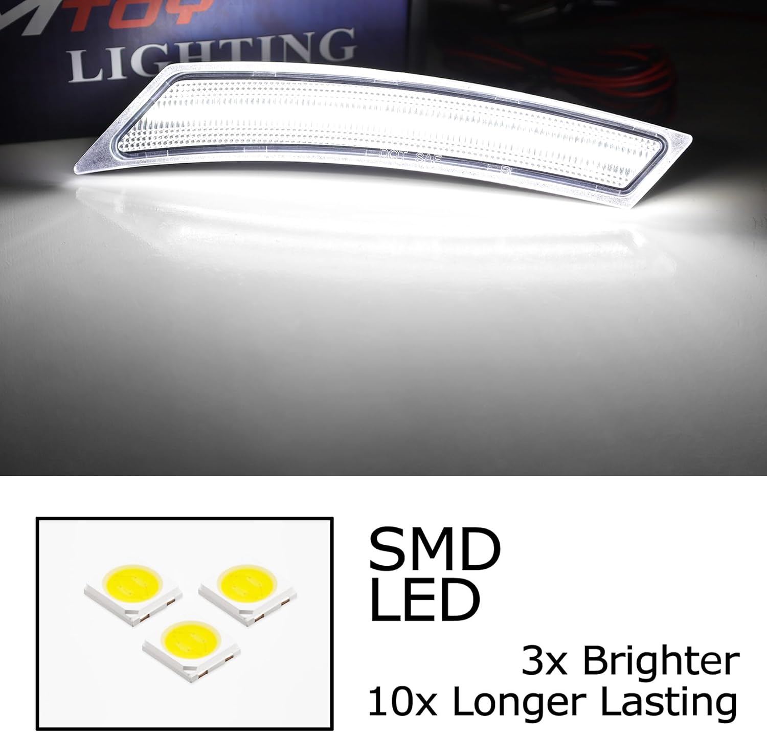 iJDMTOY Semi-Clear Lens White Full LED Strip Front Bumper Wheel Arch Side Marker Light Kit Compatible With Nissan 2022-up Gen3 Frontier, Replace OEM Amber Bulb-Less Sidemarkers