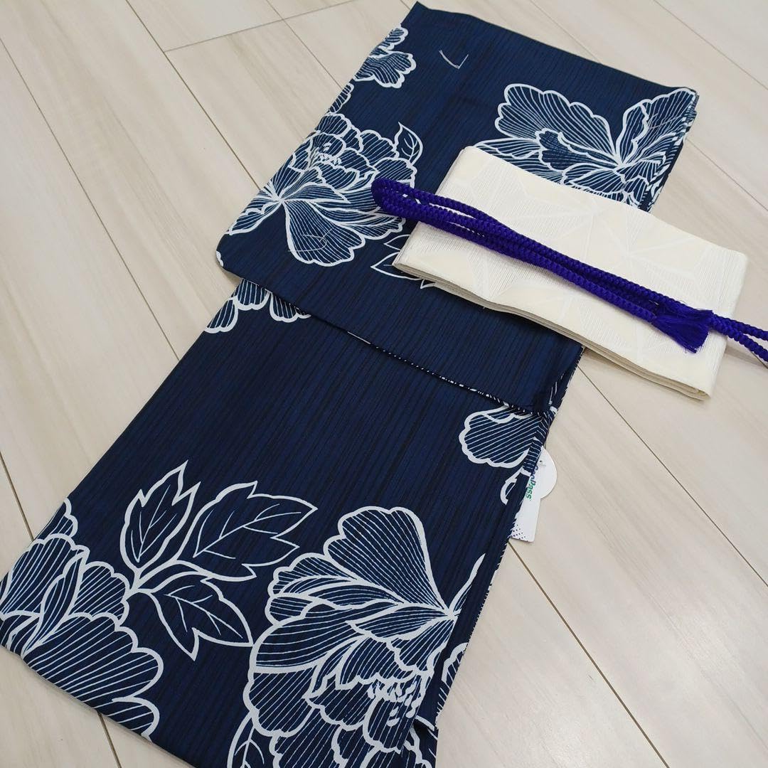 呉服屋吸水速乾！濃紺・大人上品なスレンダー夏着物 浴衣3点セット