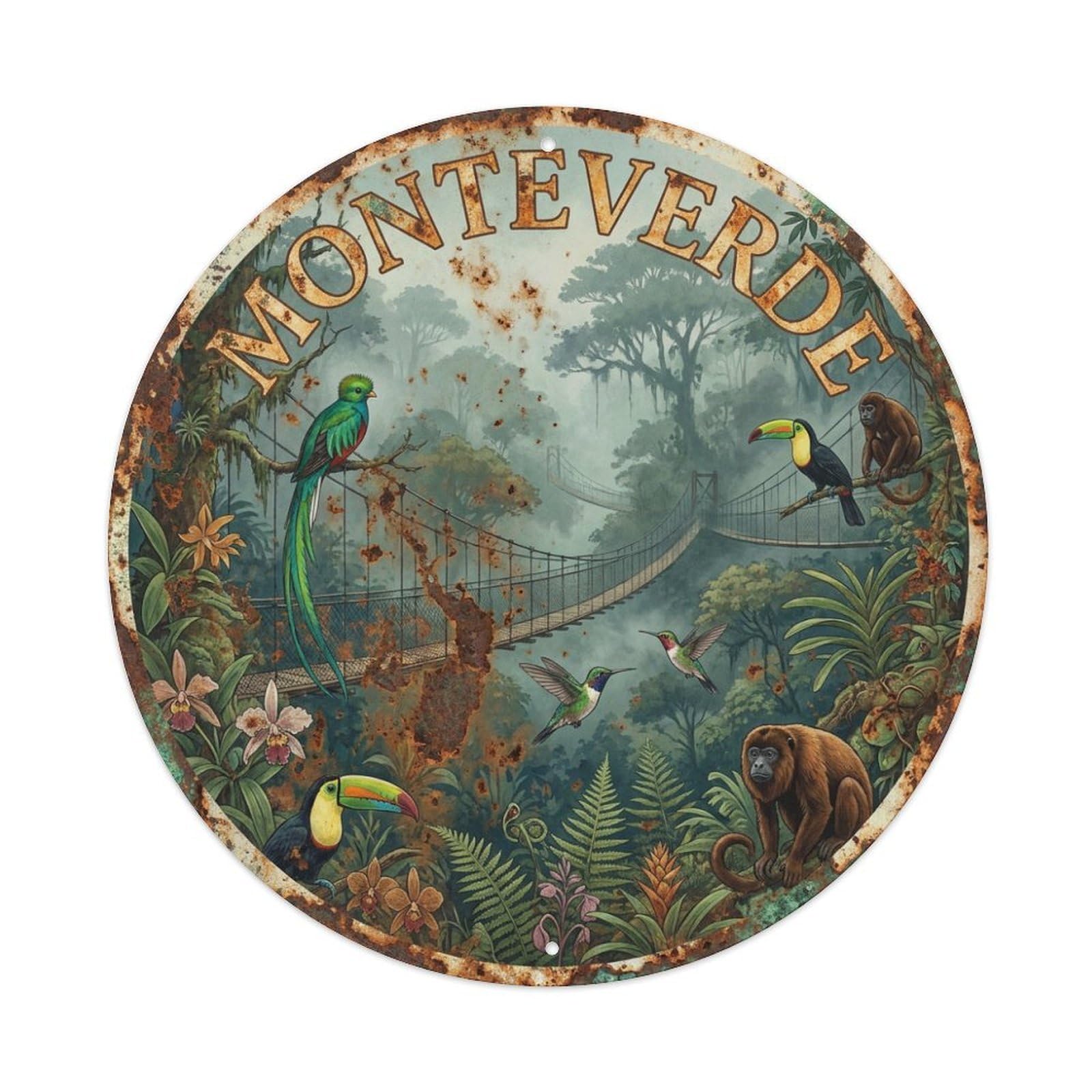 Travel Retro Costa Rica Monteverde Metal Tin Sign